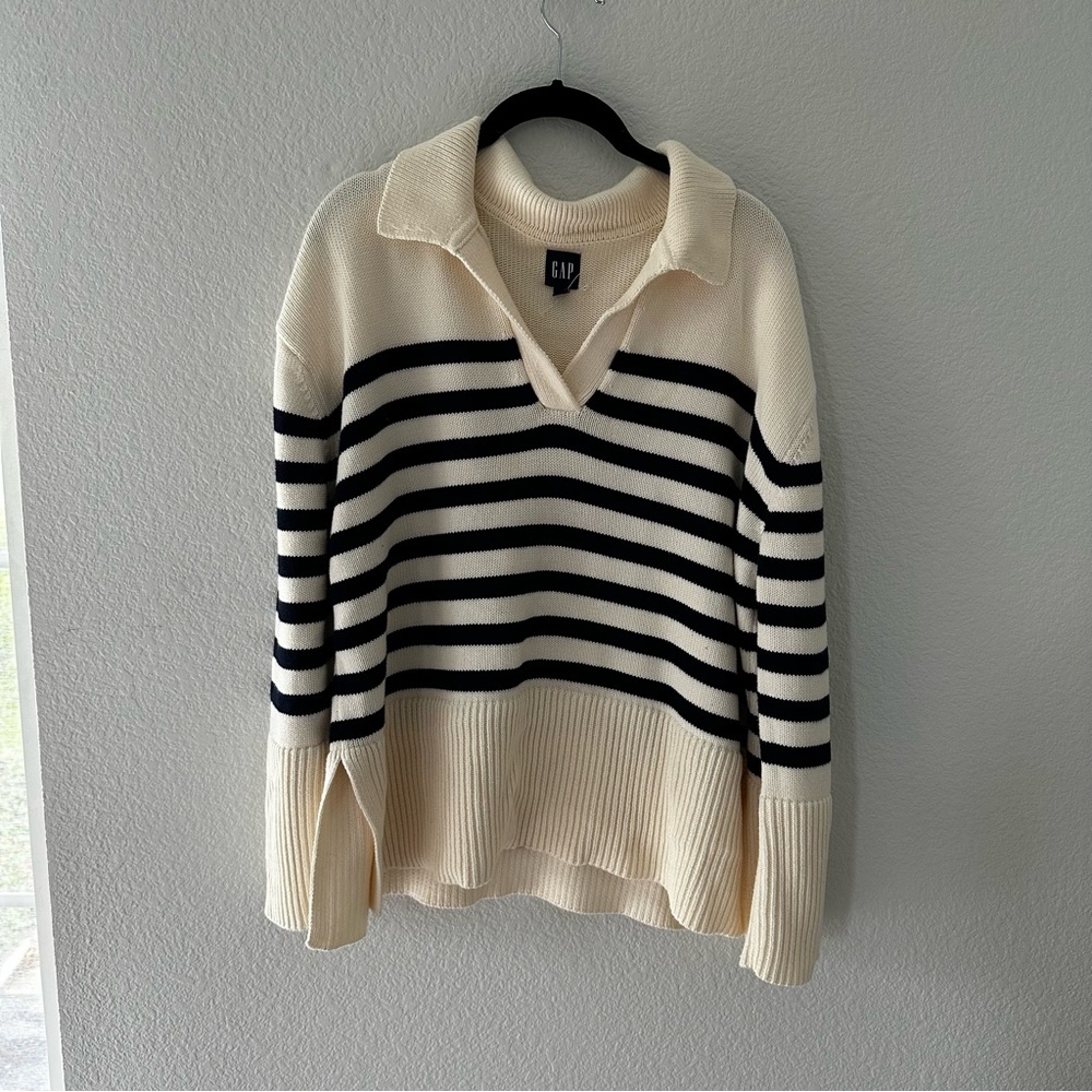 100% Cotton | GAP Striped Polo Sweater